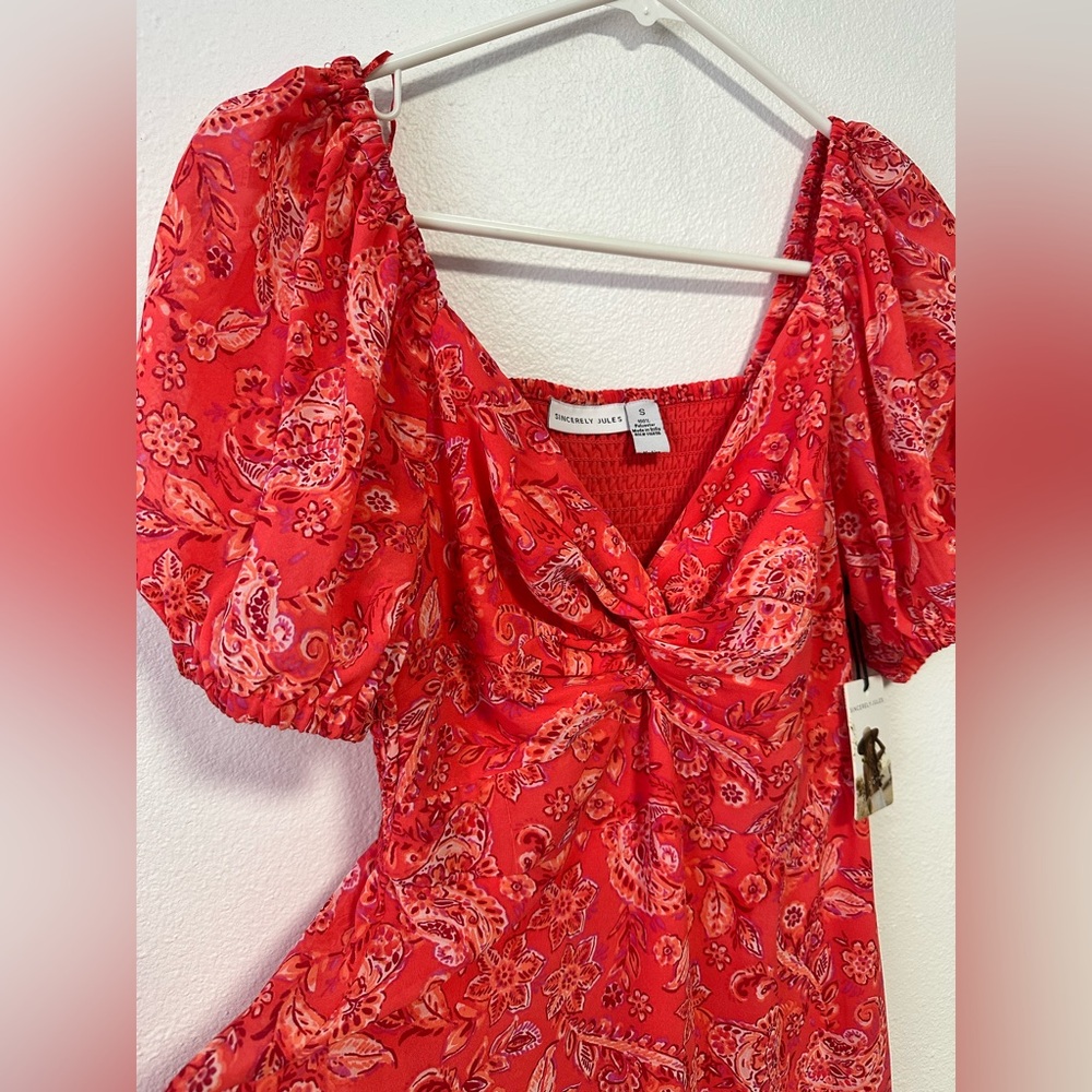 Pink Paisley Puff Sleeve Dress - Picture 3 of 5